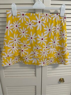 Yellow Daisy Print Ruffle Mini Skort